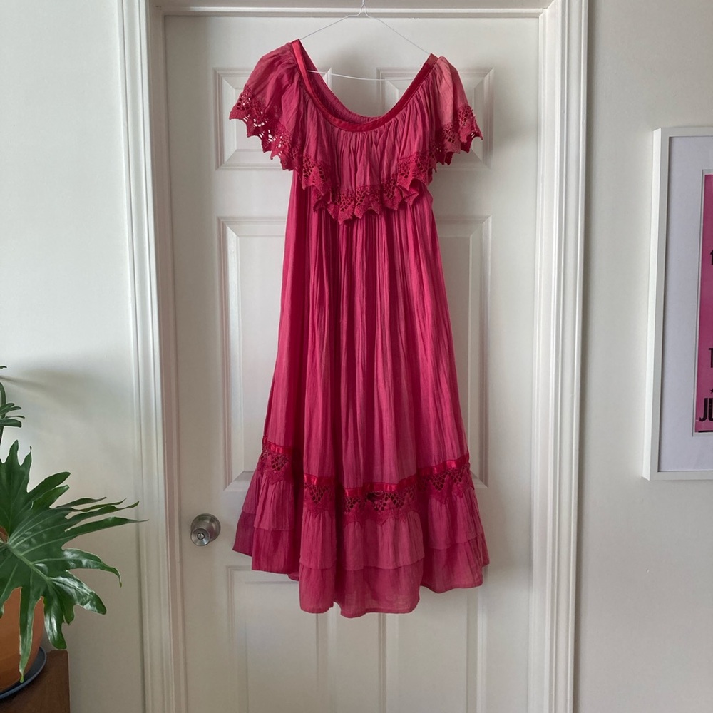 Pink Ruffled Vintage Handmade Dress
